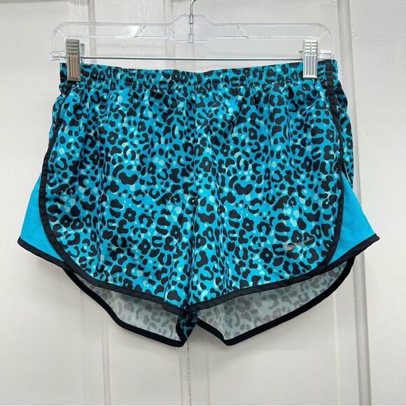 Nike Dri-fit Blue Black Athletic Running Shorts with Leopard Print women's small - Picture 1 of 5